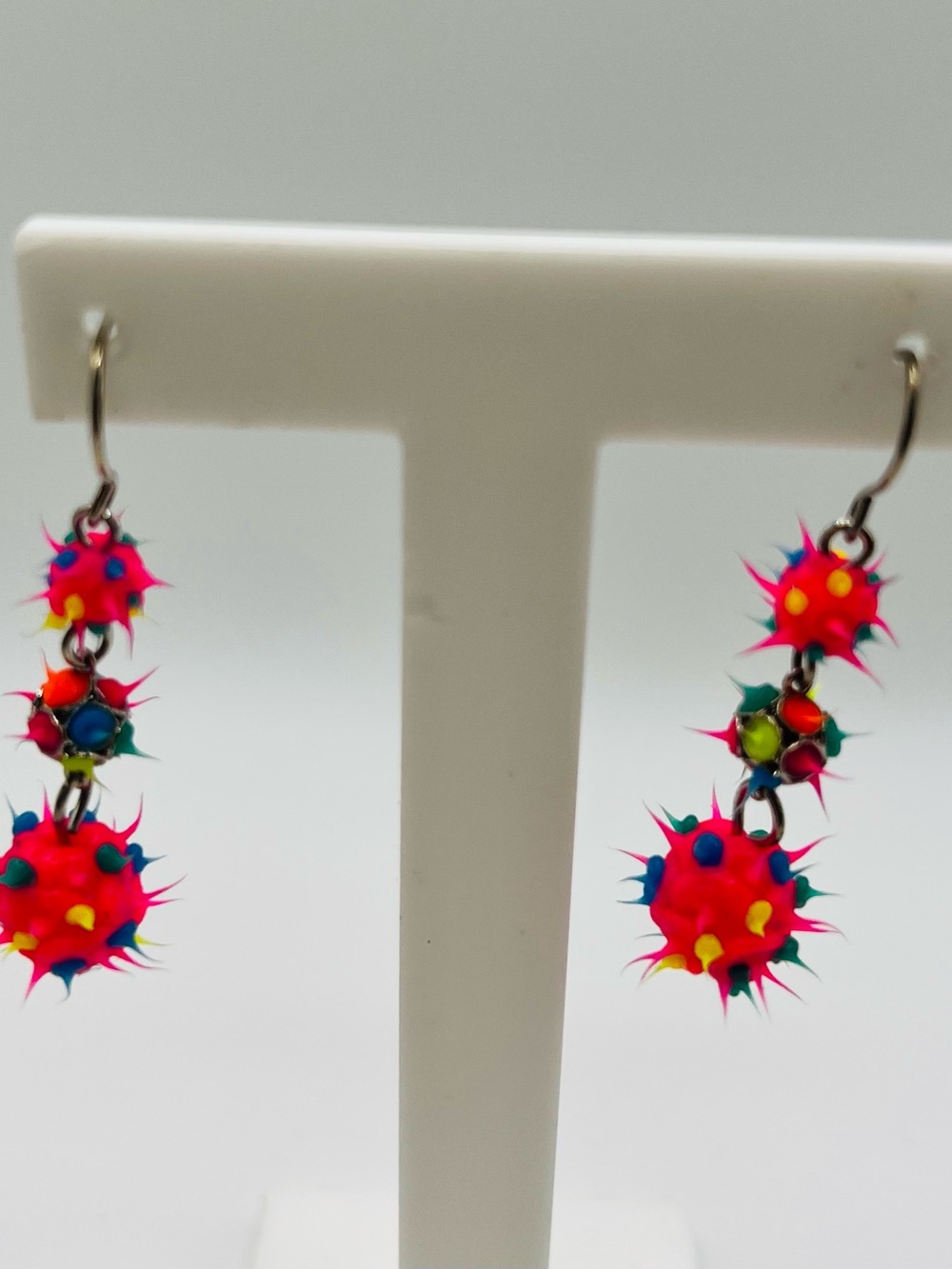 Bright Neon Spiky Drop Earrings - Multicolor